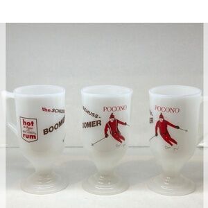 1960s Dr Pepper Bacardi Rum The Schuss Boomer Skiing Advertising Milk Glass Mug